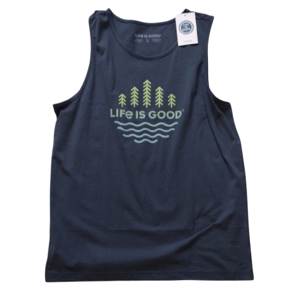 Life Is Good Dark Blue Tank Top Men's Large